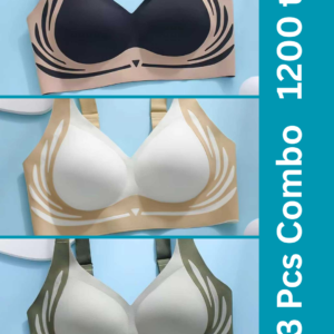 Seamless bra Premium Quality- (Black+Skin+Green)