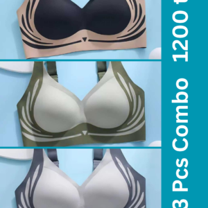 Seamless bra Premium Quality- (Black+Green+Gray)